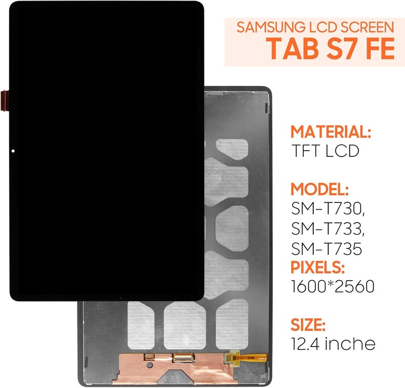 THIRDPOLE for Samsung Galaxy Tab S7 FE T730 Screen Replacement T730 T733 T736 T738U T735 T737 LCD Display Touch Screen Digitizer Full Assembly,with Tools(Black) - Image 2